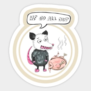 Funny Thanksgiving Possum Sticker